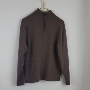 Davis & Squire Sweater Men's Medium Brown 100% Cashmere Quarter Zip Pullover